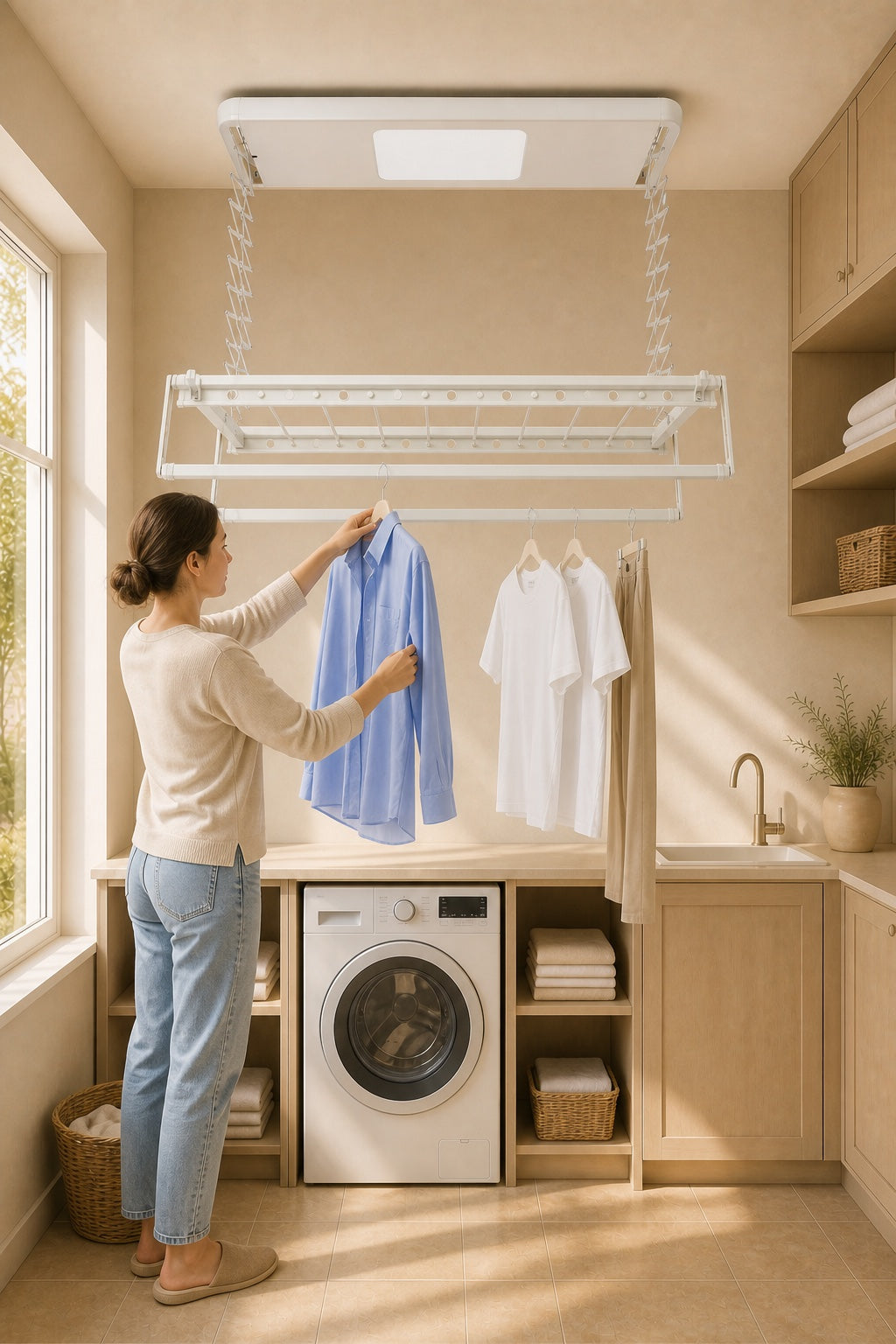Une femme étend une chemise sur Tendôme One